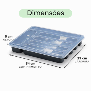 Porta Talheres 6 Repartições Com Tampa, Organizador e Separador de Gaveta Resistente em Oferta na Shopee