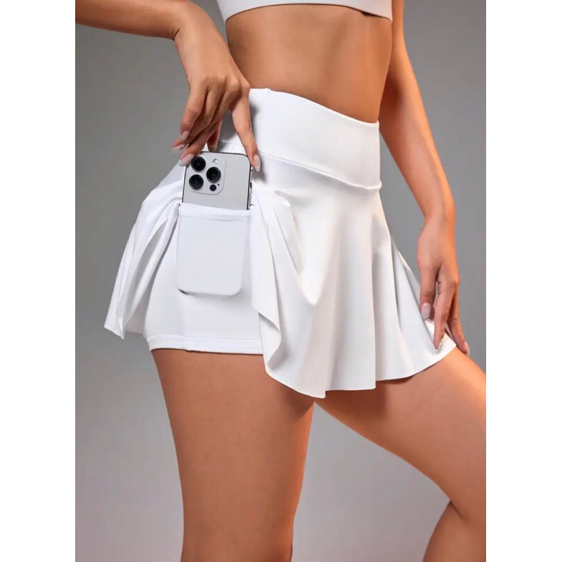Short Saia com Bolso Lateral para Celular Fitness Suplex - Treino e Lazer em Oferta na Shopee