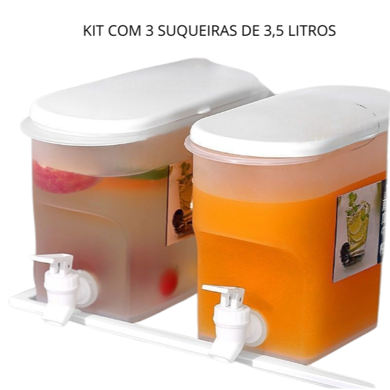 3,0  LITROS Suqueira Plástica Com Tampa Para Geladeira Com Torneira Para Suco Àgua Saborizada Sucos Drinks Bem Compacta7