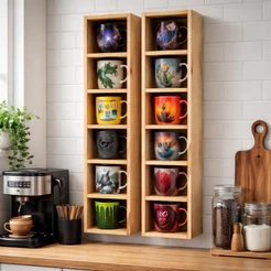 Suporte Canecas parede Cantinho do café decoração Coleções Canecas Funko Pop de madeira Pinus Maciça