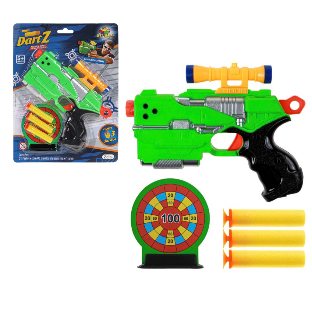 Pistola de Dardos Infantil Tipo Nerf lancador Dardos de Espuma Arminha Infantil Tiro Alvo Dart Z