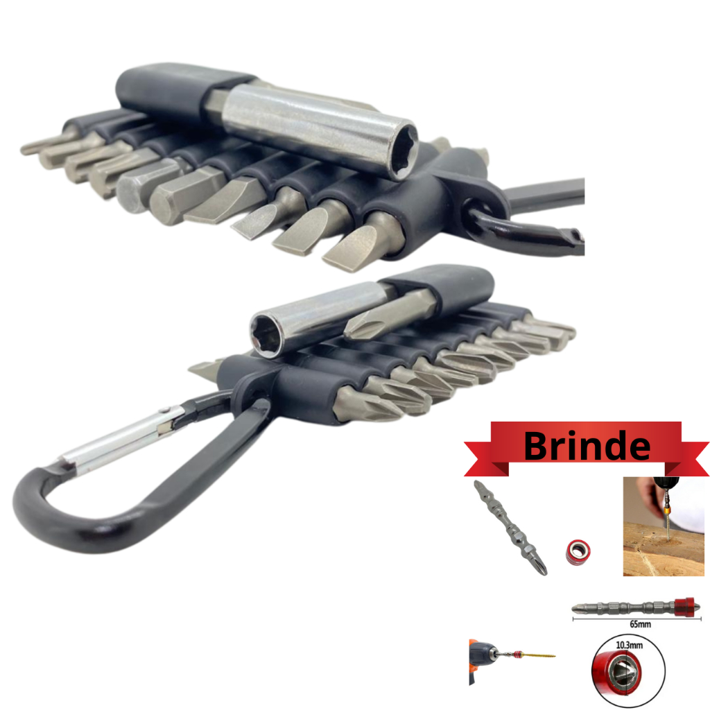 Kit 22 Bits para Parafusadeira + bit c/philips Magnetica Phillips Fenda Pozidriv Hexagonal Torx