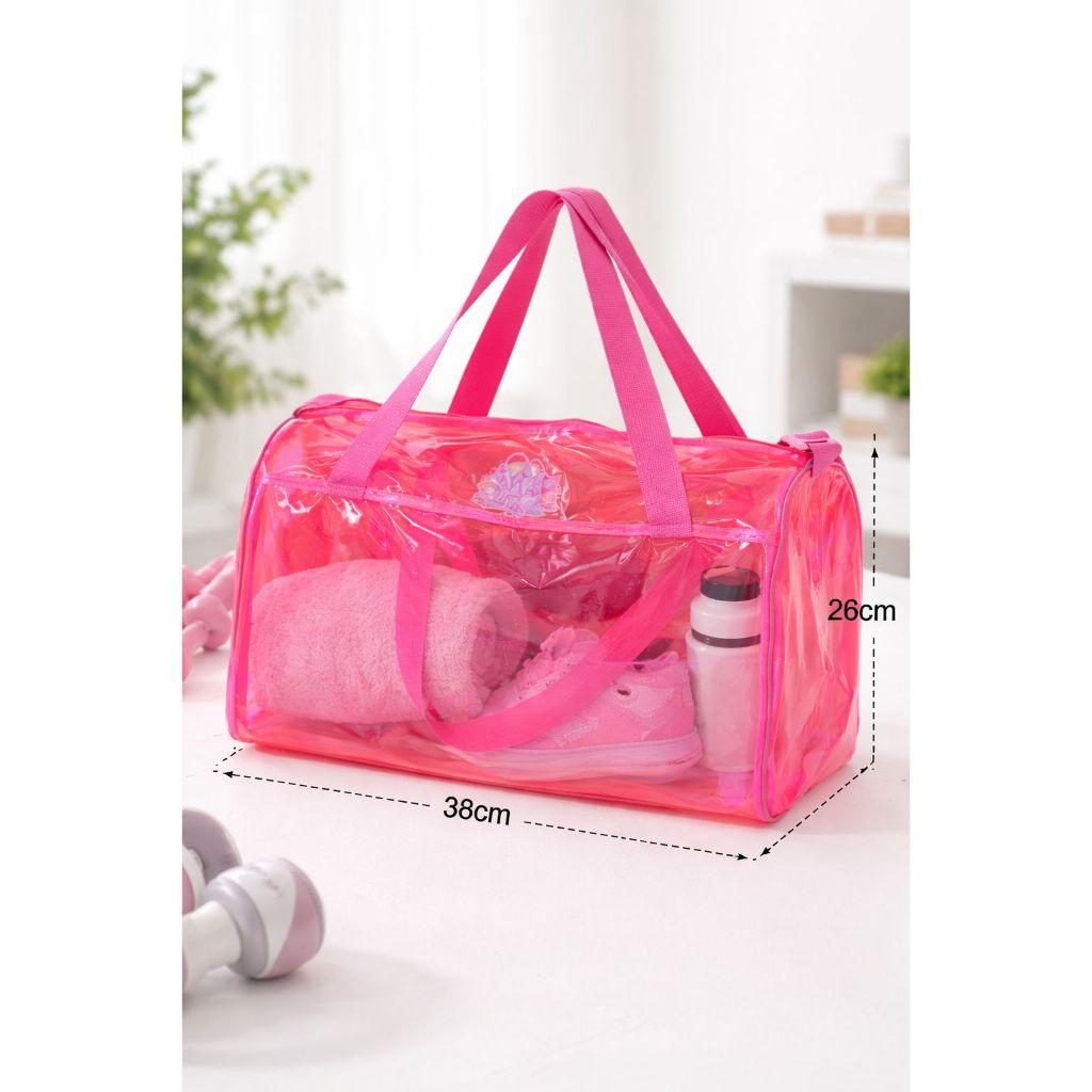 Bolsa Maya Grande de Transparente Azul Treino Academia Natação Praia Pilates Zumba Hidroginástica Brinquedos Lembrança