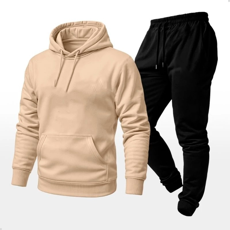 Conjunto Moletom Canguru Com Capuz E Bolso E Calça Liso Unissex Inverno Frio Homem E Mulher Linha Premium Confortável