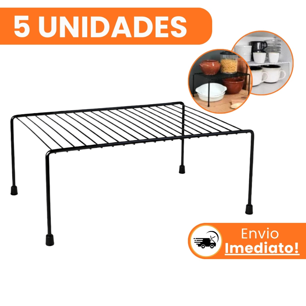 Kit 5 Organizador de Cozinha Rack Prateleira Suspensa Suporte Armário Multiuso 32cm Elegante Aramado