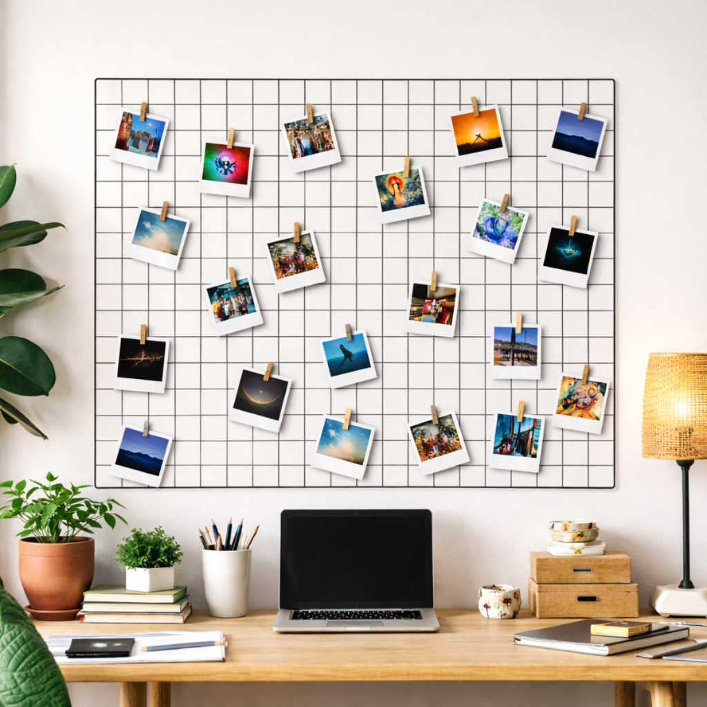 Quadro Organizador Memory Board Grade Metálica com Prendedores em Oferta na Shopee