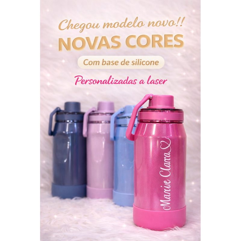 GARRAFA TÉRMICA GLITTER PERSONALIZADA SOB ENCOMENDA seu nome sua profissão envie o nome assim que fizer a compra no chat em Oferta na Shopee