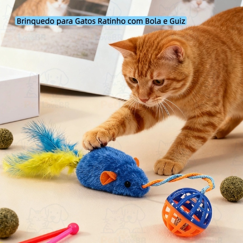 Brinquedo para Gatos Ratinho com Bola e Guizo-K11115 em Oferta na Shopee