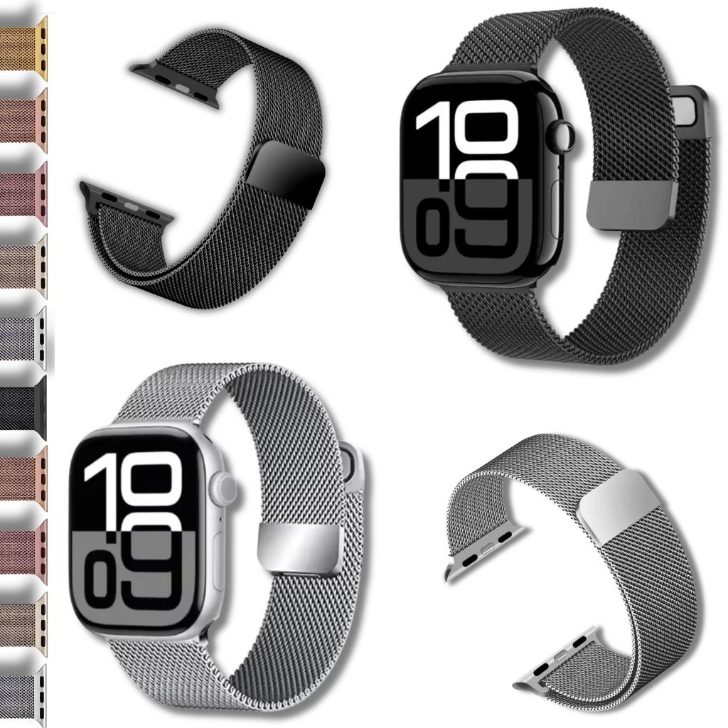 Pulseira Aço Milanesa para Apple Watch Ultra 49mm S10 Microwear 38mm 41mm 46mm 47mm 45mm