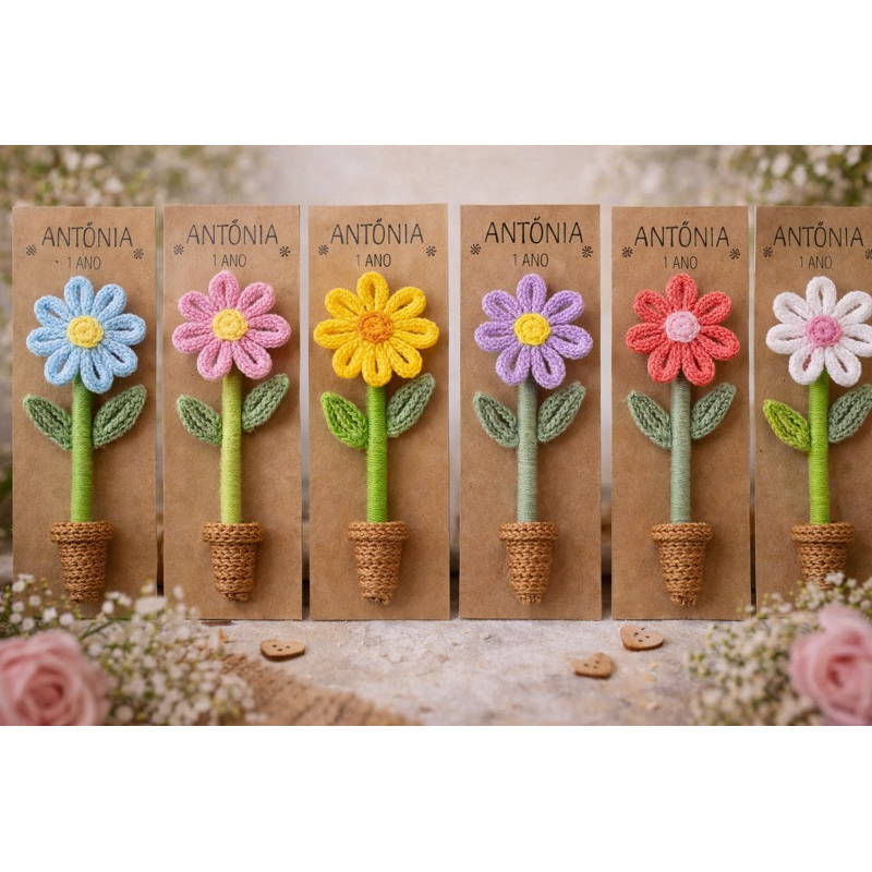 🌼 Caneta personalizada 🌼 Lembrancinha Flor em tricotin