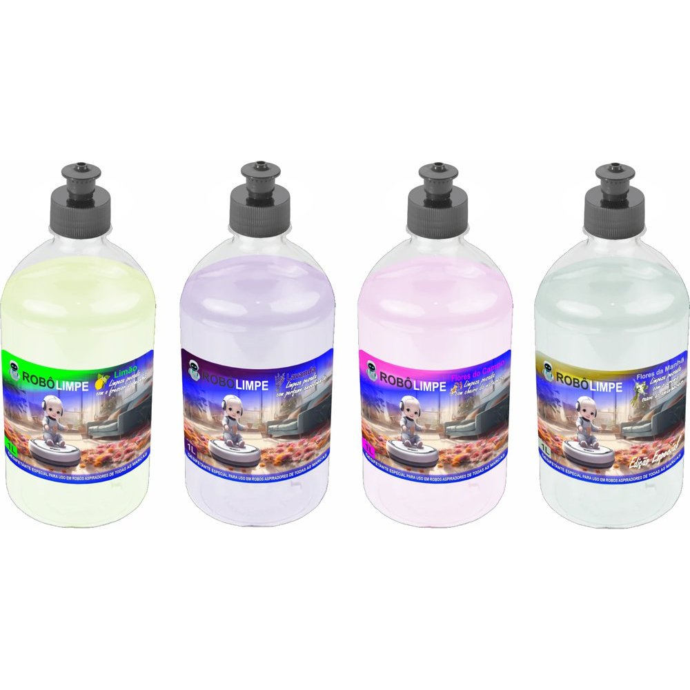 Kit 4 Litros ROBÔLIMPE Desinfetante Germicida Bactericida p/ Robô Aspirador de todas as marcas com Reservatório Acoplado
