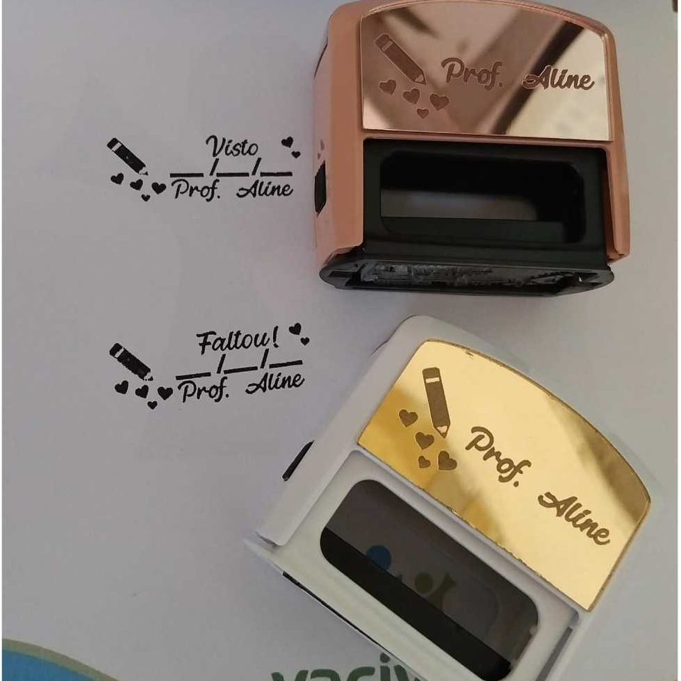 Carimbo de assinatura, professor, médico, enfermagem, personalizado com plaquinha de acrílico espelhado