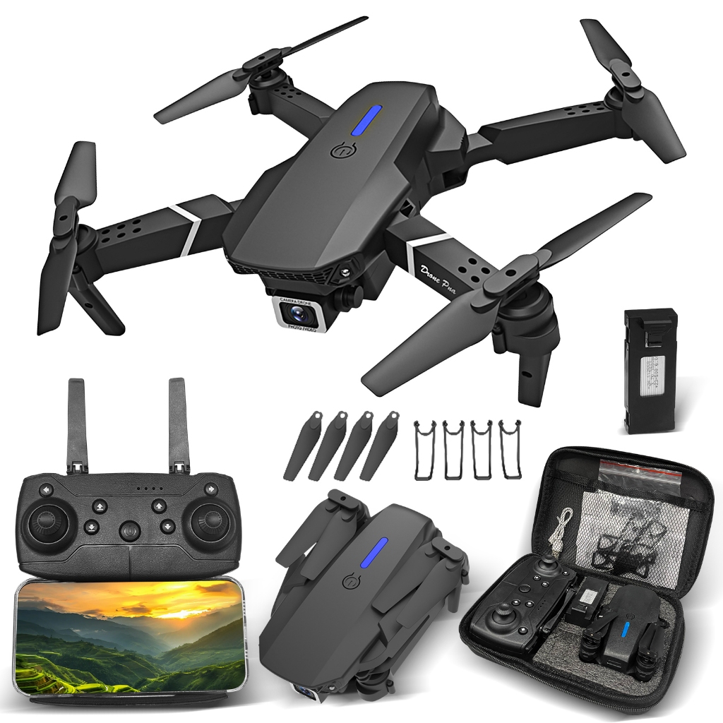 Mini Drone E88 Pro WIFI FPV Com Câmera RC Toy 4K Quadcopter Dobrável Em Ângulo HD C