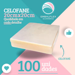Celofane 20x20 Bopp Transparente kit c/ 100 Unid. Doces e Brownies