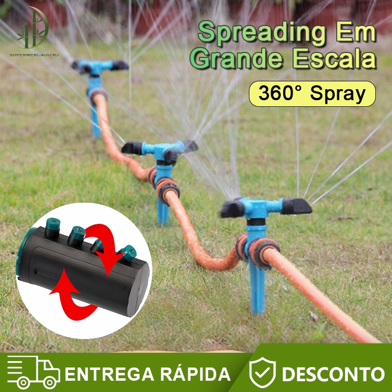 Aspersor De Água Jardim Rotativo Sistema  Suporte Irrigador Tipo Espiga Gramados Jardim Irrigação Plantas