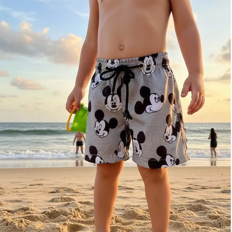 Bermuda Infantil Unisex Premium Estampado Moda Praia Piscina Short Tactel Elastano
