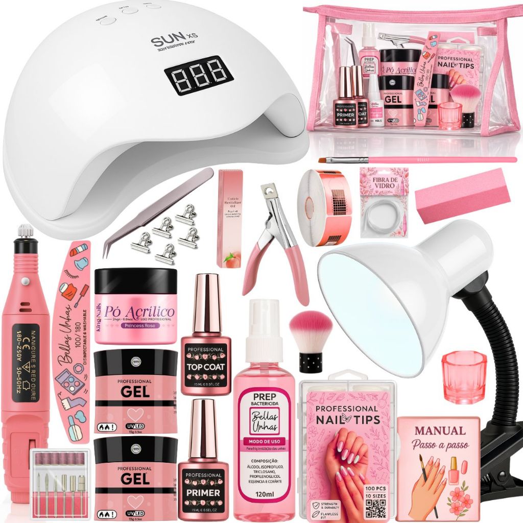 Kit de Alongamento de Unha Gel e Fibra Completo Fibra Gel Profissional | Envio Imediato