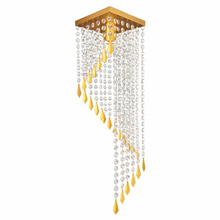 Lustre Cristal de Acrílico Sala de Jantar 60 cm de Altura Quarto Sala de Estar Cor Dourado