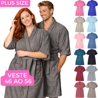 Roupão 100% Algodão Atoalhado Tamanho GG 46 ao 56 Grande Plus Size Unissex piscina natação seca bem em Oferta na Shopee