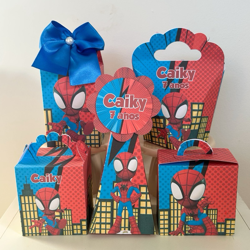 Kit 50 Lembrancinha Homem Aranha Cute Caixinha Personalizado Caixa Milk Aniversário Pegue e Monte