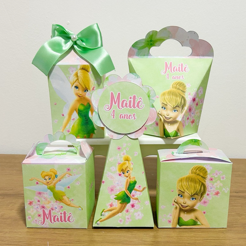 Kit 15 / 20 / 30 / 40 / 50 Lembrancinhas Tinker bell Sininho Personalizados Milk Aniversário Pegue e Monte