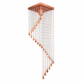 Lustre Cristal de Acrílico Sala de Jantar  60 cm de Altura Quarto Sala de Estar Cor Cobre