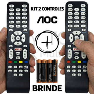Kit Controle TV AOC Smart Netflix 8050 7463 Compatível Pilhas em Oferta na Shopee