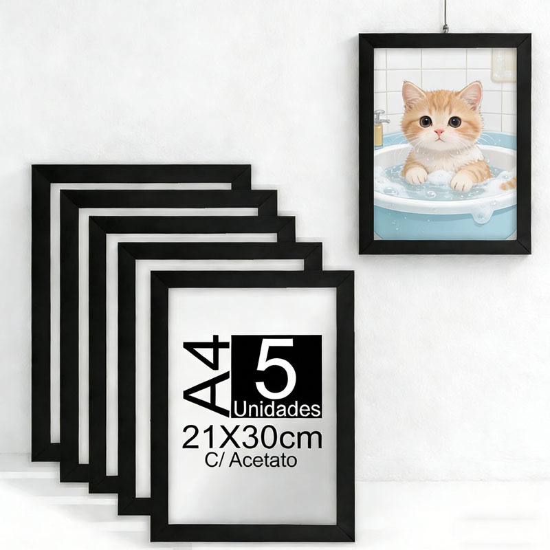 Kit 5 Molduras Quadros Certificados Acetato 21x30cm A4