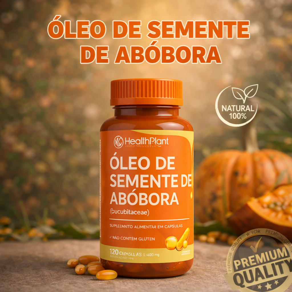 Óleo de Semente de Abóbora 120 Cápsulas – Saúde da Próstata, Urinária e Hormonal | Natural Premium