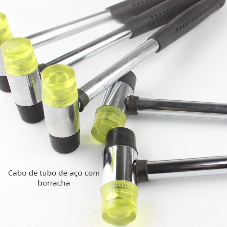 Martelo Precisão Artesanal – Cabeça Dupla Borracha Ouro 25cm, Para Costura!