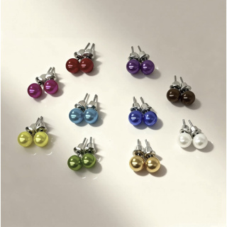 1 Par de Brincos Elegante Modelo Pérolas Coloridas com Tarracha 6mm Biju em Oferta na Shopee