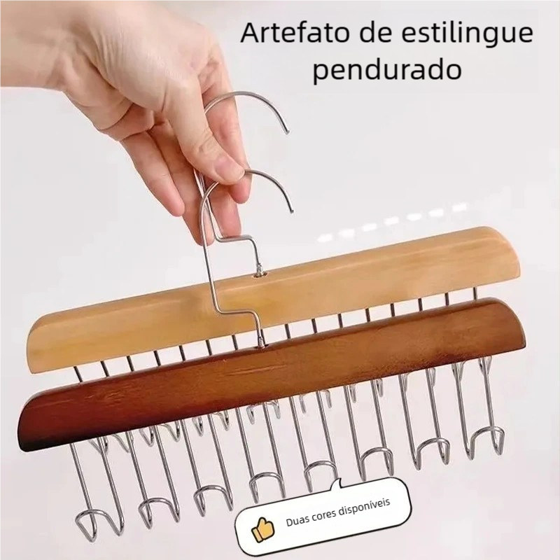 Cabide de Madeira Multifuncional - Organizador de Lingerie e Regatas em Oferta na Shopee