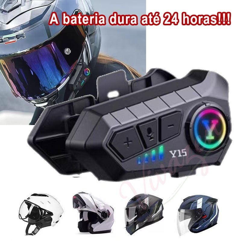 Y10/Y15 Fone de Ouvido de Capacete Moto Bluetooth 5.3 Controle De Voz microfone Ipx6 À Prova D'água Para Motocicleta