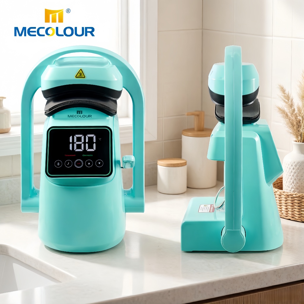 Prensa Térmica Automático Para Bonés 3 Em 1 Mecolour Azul-turquesa 127V Máquina Automática De Transferência