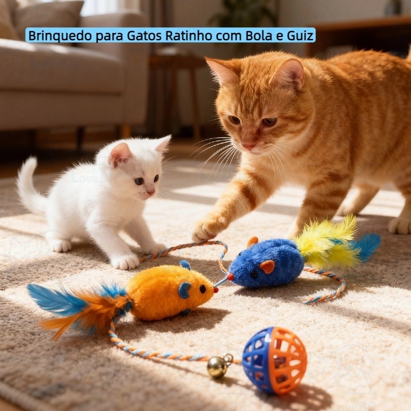 Brinquedo para Gatos Ratinho com Bola e Guizo-K11115 em Oferta na Shopee