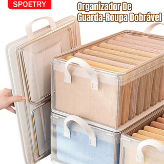 Kit 2/4/6 Caixa Organizador De Guarda-Roupa Dobrável Para Roupas E Calças Grande Dura Alt…
