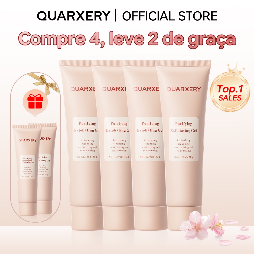 [Compre 4, ganhe 6]QUARXERY Gel de Esfoliação Suave Clareador Esfoliante Facial e Corporal