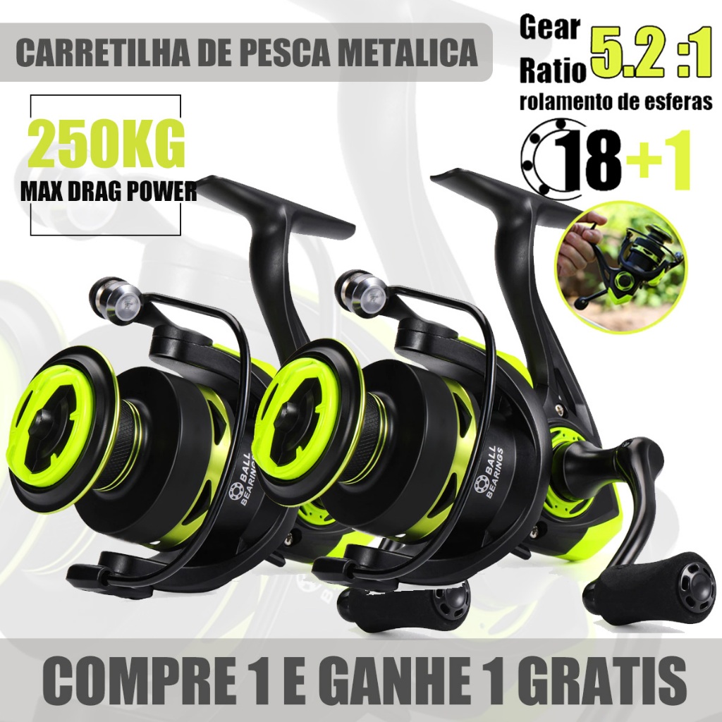 【COMPRE 1E GANHE 1】  Carretel de Pesca Profissional 18+1BB 5,2:1De Metal Para Mão Esquerda E Direita
