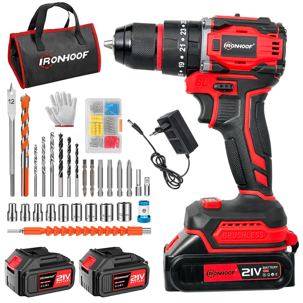 Furadeira Parafusadeira A Bateria Profissional Brushless Sem Fio Elétrica em Oferta na Shopee