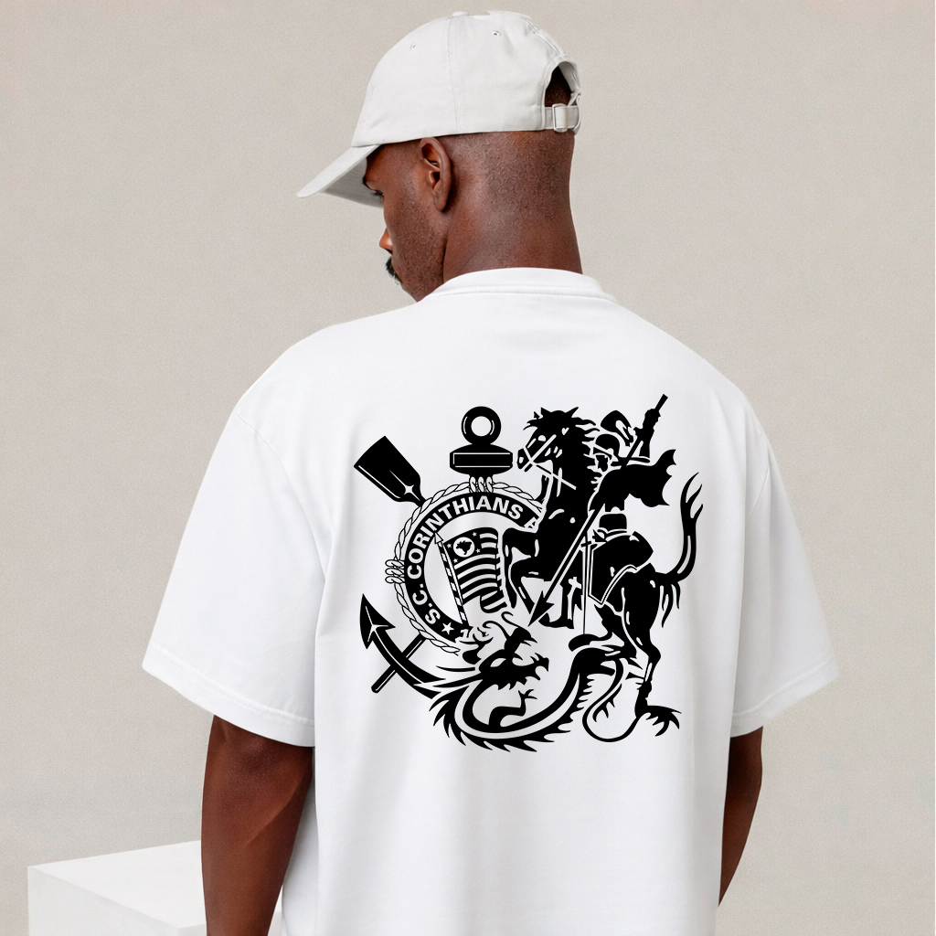 Camisa Camiseta Blusa Oversized Corinthians Futebol Todo Poderoso Timão São Jorge 100% Algodão