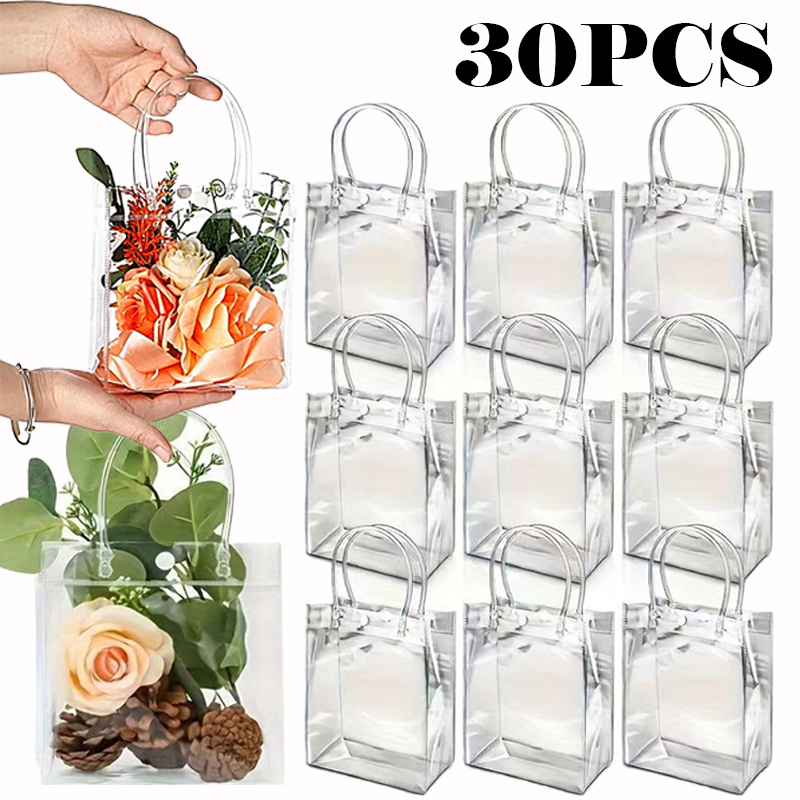 Kit 30/20/10 PCS Sacos de presente lembrança de plástico transparente reutilizável festa e sacola de praias em Oferta na Shopee