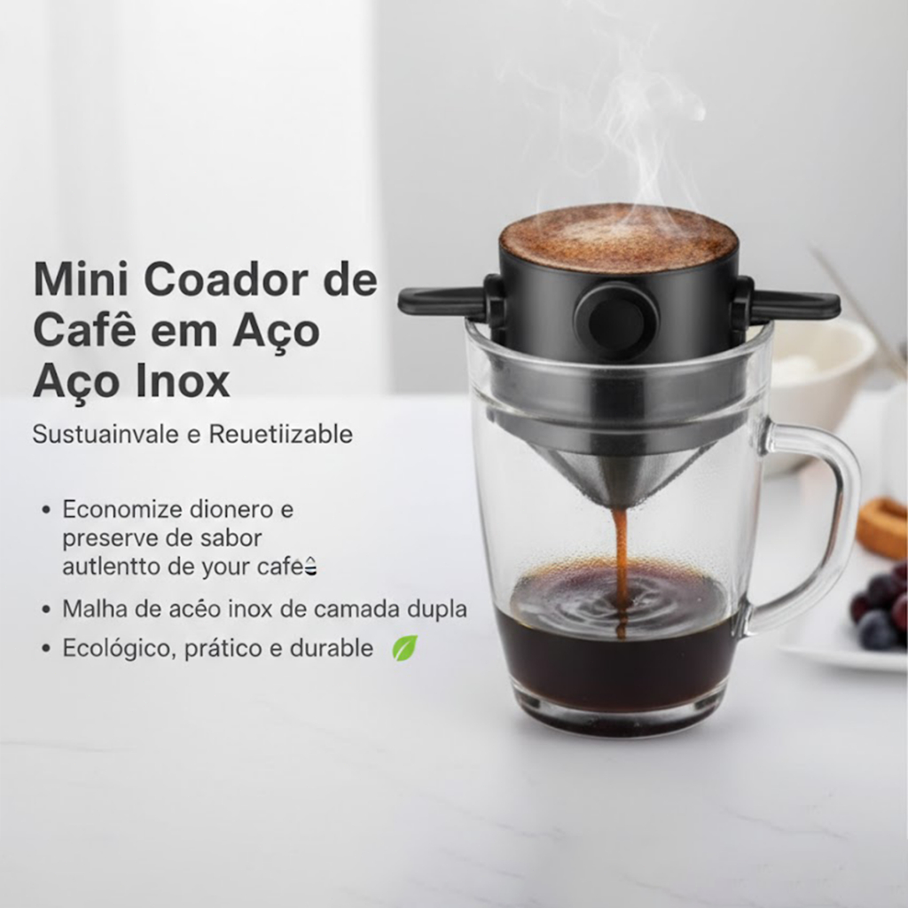 Coador de Café Mini Aço Inoxidável Extração Pura Portátil Ideal para Café Especial