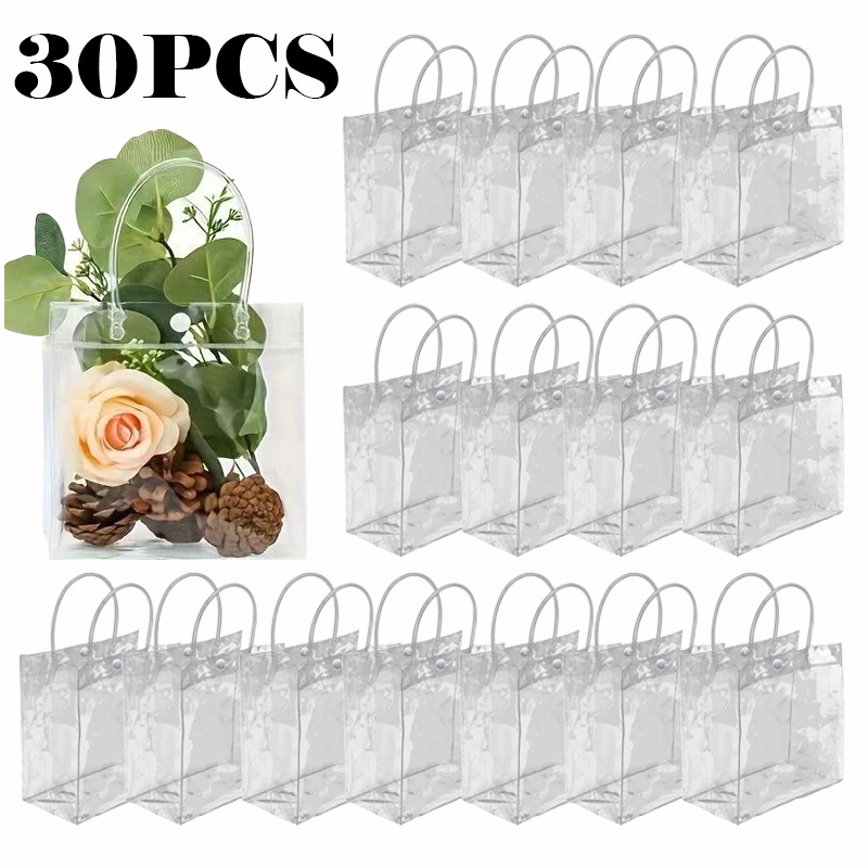 10/20/30 Unidades Reutilizáveis Sacos De Presente Plástico Pvc 25x20x7cm