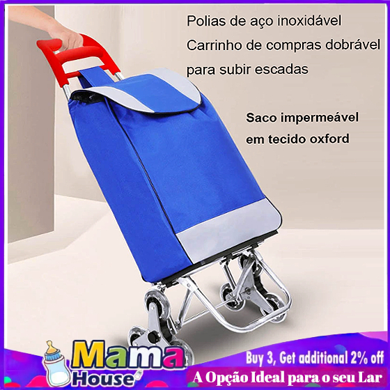 Carrinho de Compras De Três Rodas Para Transporte De Mantimentos Subida Escadas Capacidade carga60KG