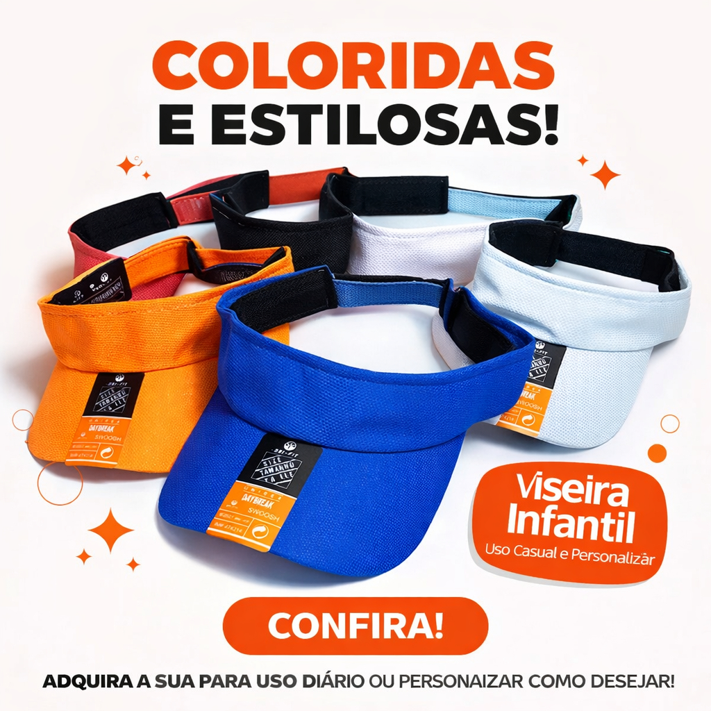 Viseira Dry-fit Infantil Premium Praia Lazer Passeio Piscina Esporte Ar Livre Unissex
