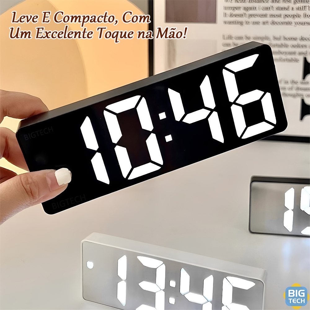 Relógio Despertador Digital Led Com Tempo Mesa Data Despertador Calendário De Temperatura