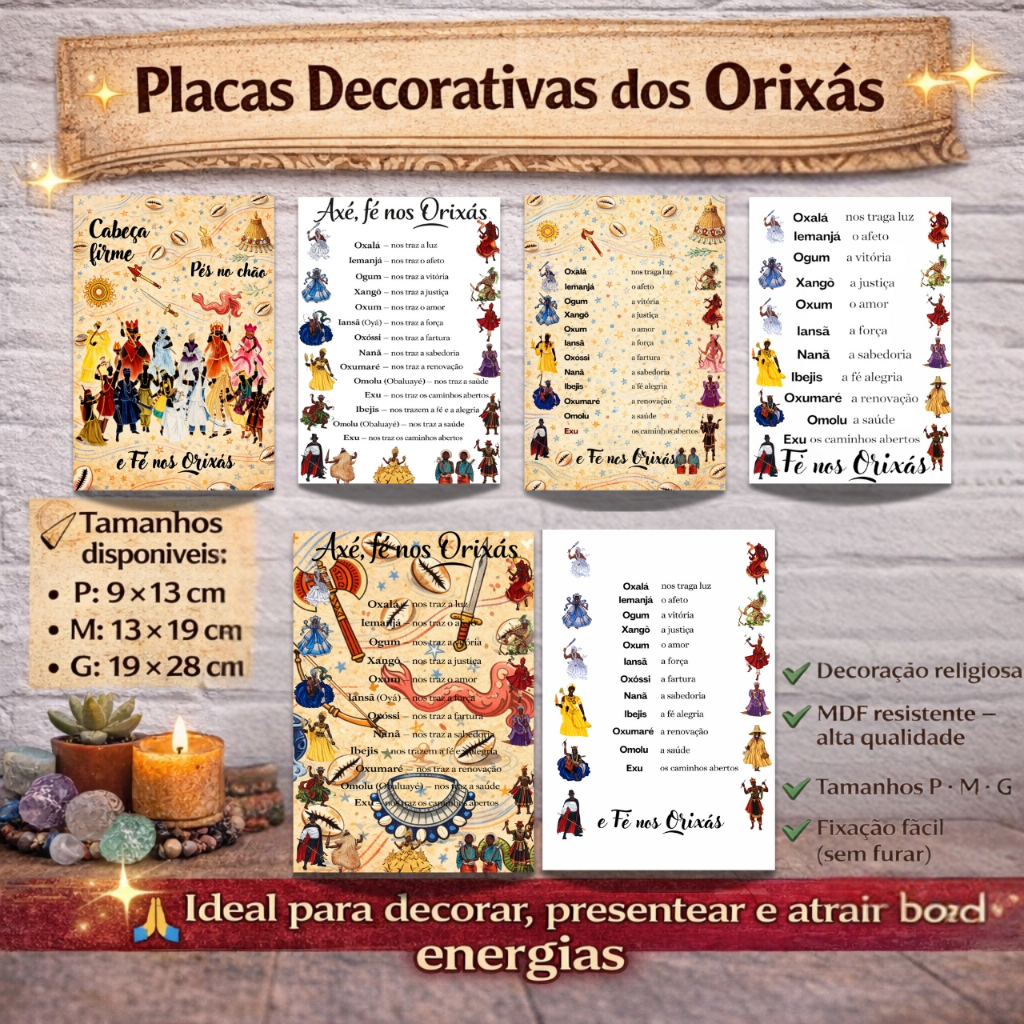 Imagem Placa Decorativa Umbanda Benção dos Orixás Quadro Espiritual para Casa Terreiro |Decoração Religiosa