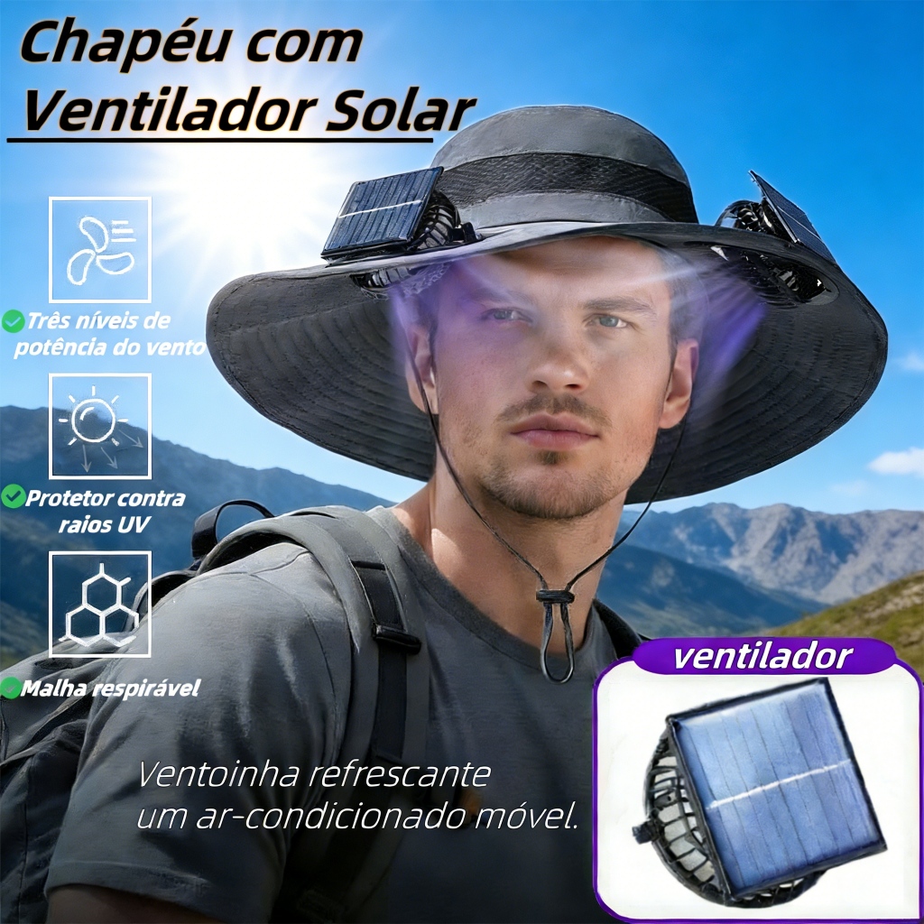 Chapéu de 1 ventilador único Solar hat USB chapéu de ventiladormasculino verào ao ar livre escalada chapeu de pesca