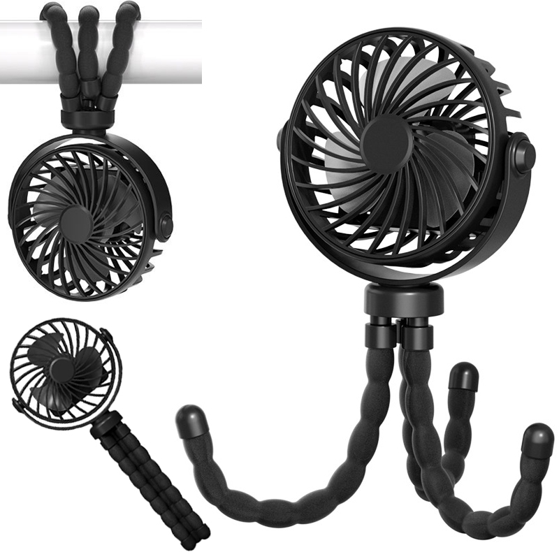 Ventilador portátil em formato de polvo, silencioso, dobrável, alimentado por USB, ideal para mesa, quarto e viagens