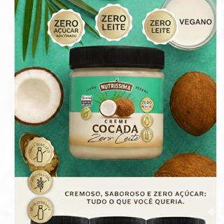 Creme Cocada Sem Leite  Vegano Zero Açucar, Zero lactose, Zero Glúten com castanha de caju 450g em Oferta na Shopee